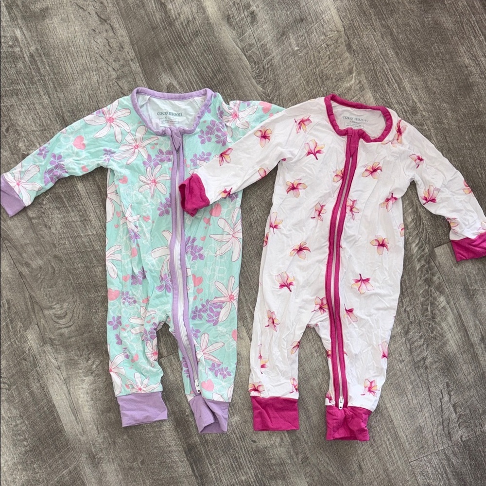 Lot 2 Cocomoon long sleeve baby zip up coveralls 0-3M